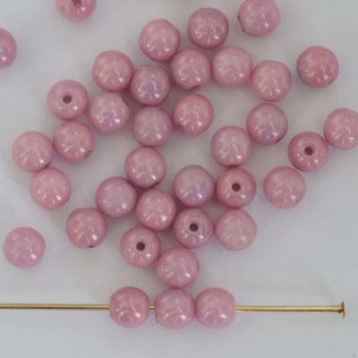 Druk Round Pink 2 3 4 6 8 mm Chalk Lila Shimmer 03000-14494 Czech Glass Bead